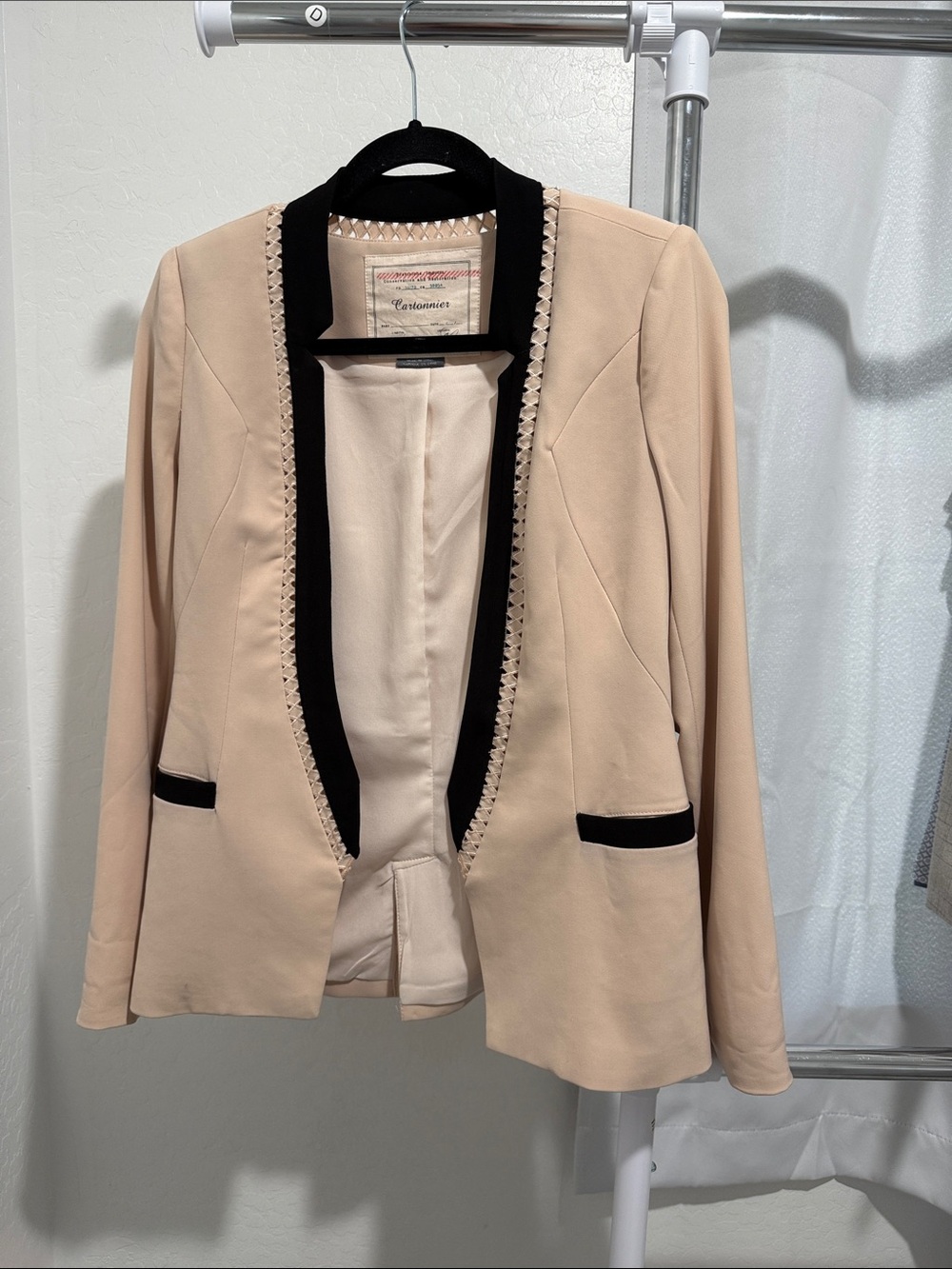 Cartonnier Beige Blazer with Black Trim